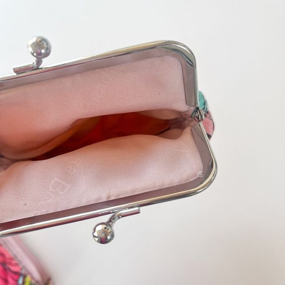 Vera Bradley Turnlock Wallet and Coin Purse Pink and Green Vintage Floral Print - Picture 8 of 9